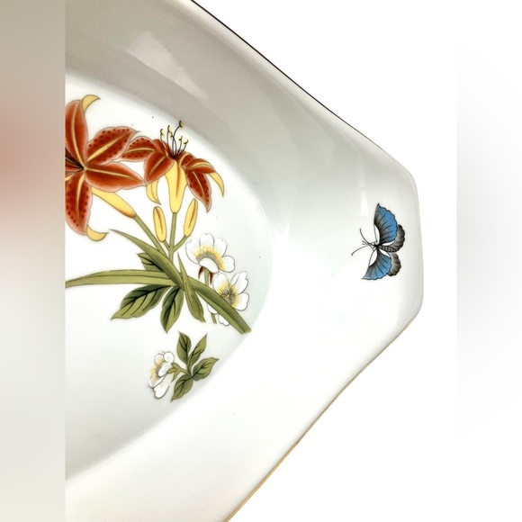 Shafford Chinese Garden Oval Oven To Table Dish Bird Butterfly Porcelain - Picture 8 of 8